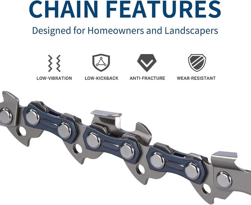 DAOLONG 10 Inch Chainsaw Chain 5-Piece Kit with 10-Inch Guide Bar – S40 3/8" LP .050" Gauge 40DL Replacement Chains Compatible with Remington, Sunjoe, Greenworks, Echo, Craftsman & More (4 Chains + 1 Bar) - Image 4
